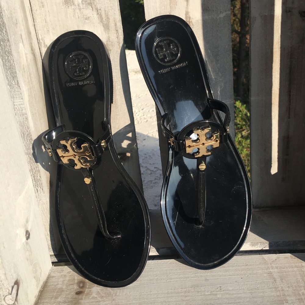 Tory Burch Black and Gold jelly sandals